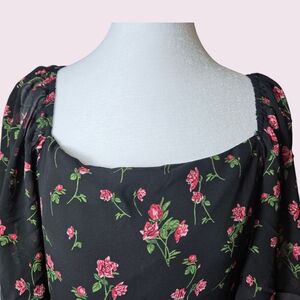 Floral Black Dress, ELEGANT and Romantic